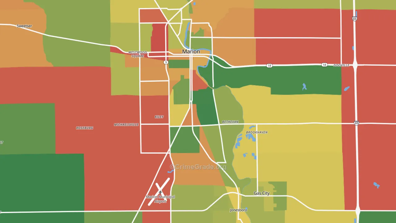 46953, IN Map of Theft Rates