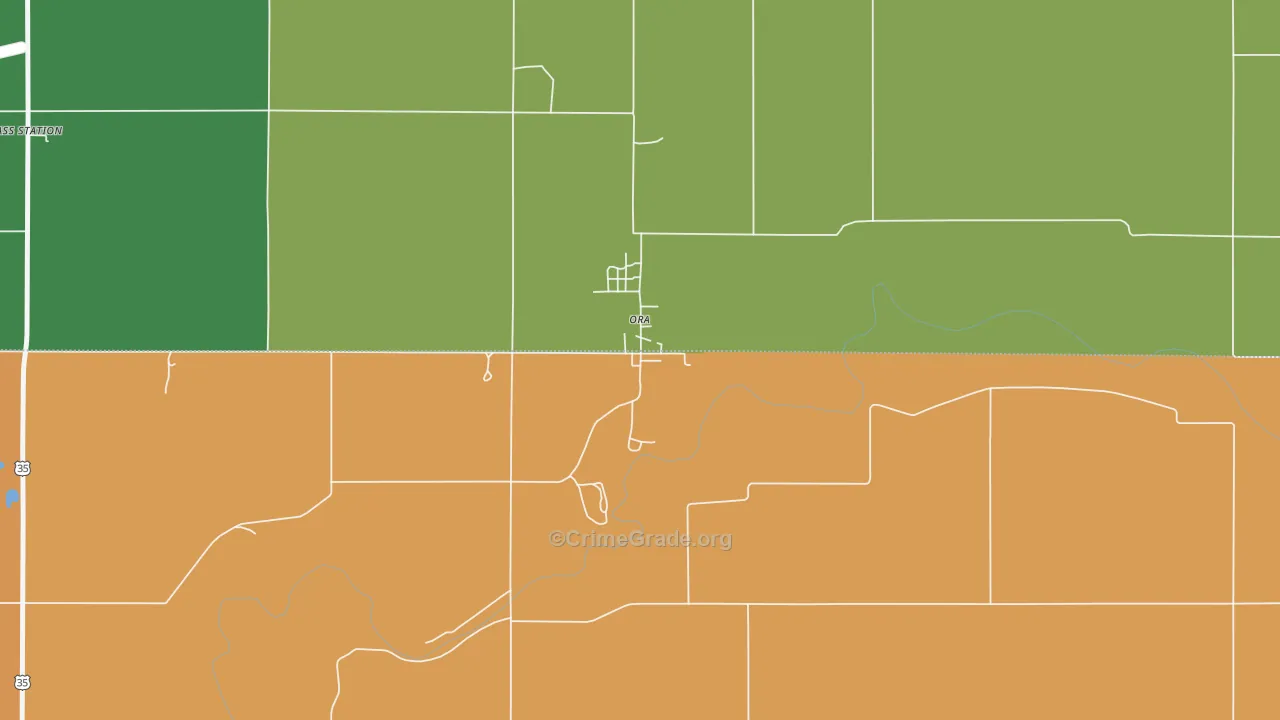 46968, IN Map of Theft Rates
