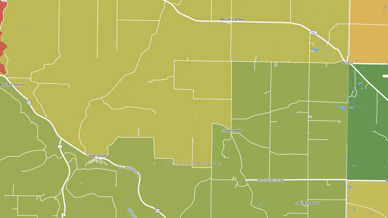 47016, IN Map of Theft Rates