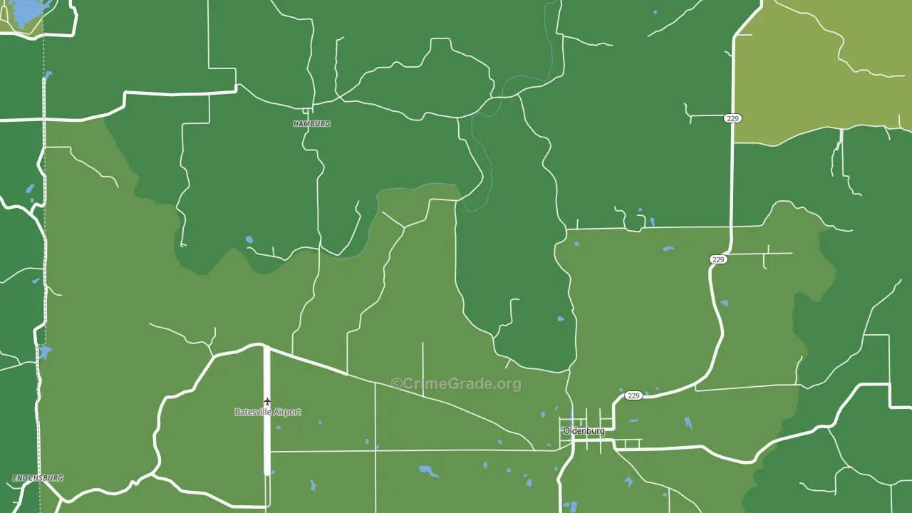 47036, IN Map of Theft Rates