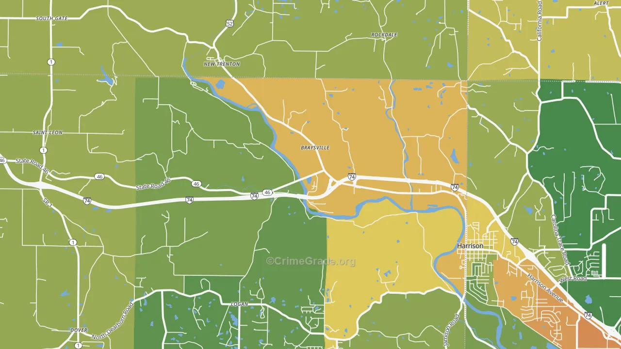 47060, IN Map of Theft Rates