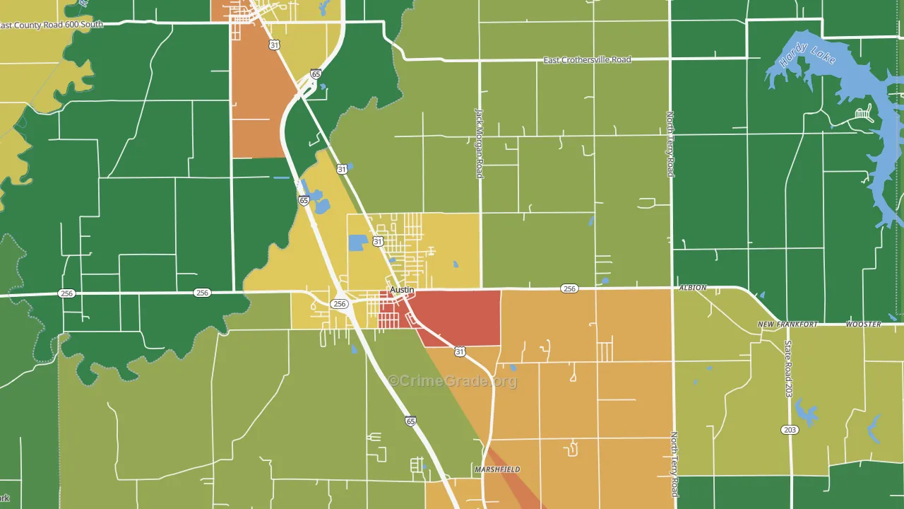 47102, IN Map of Theft Rates