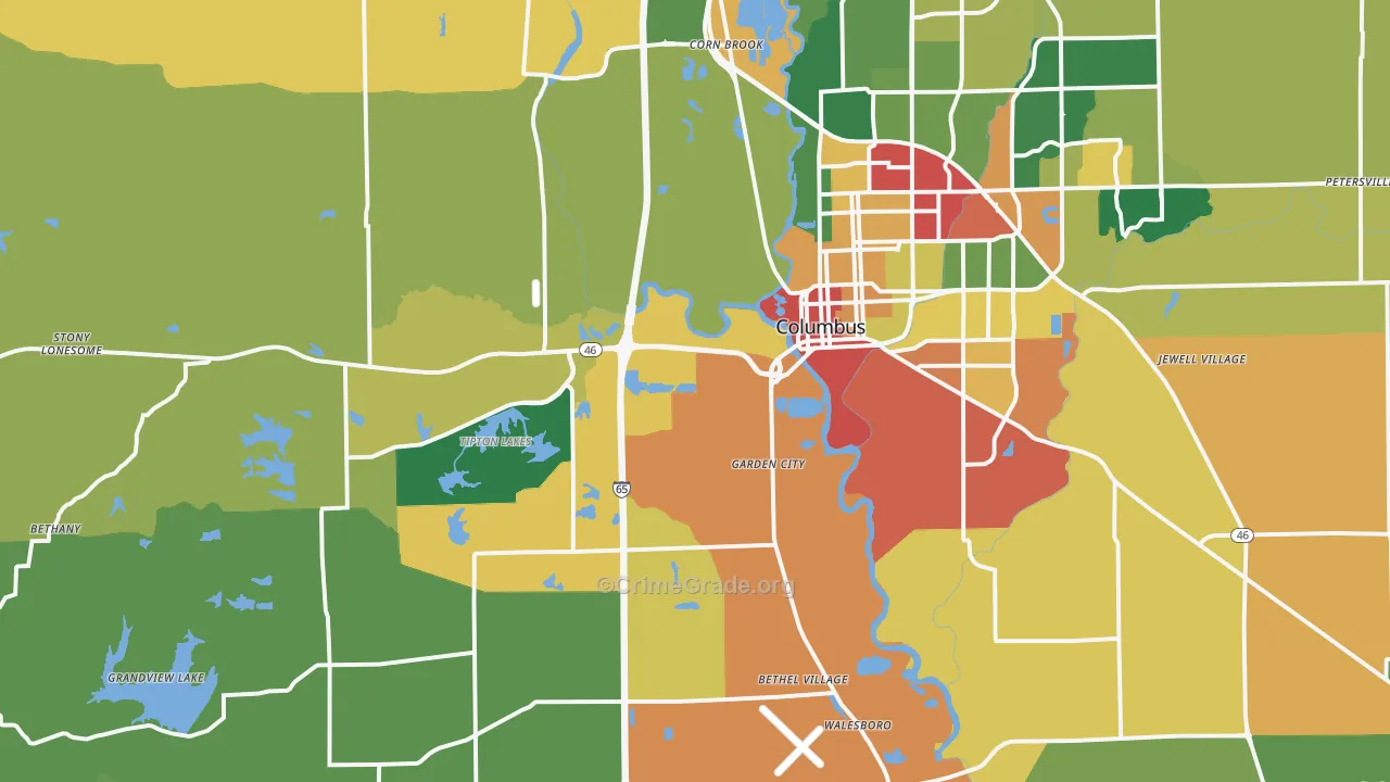 47201, IN Map of Theft Rates