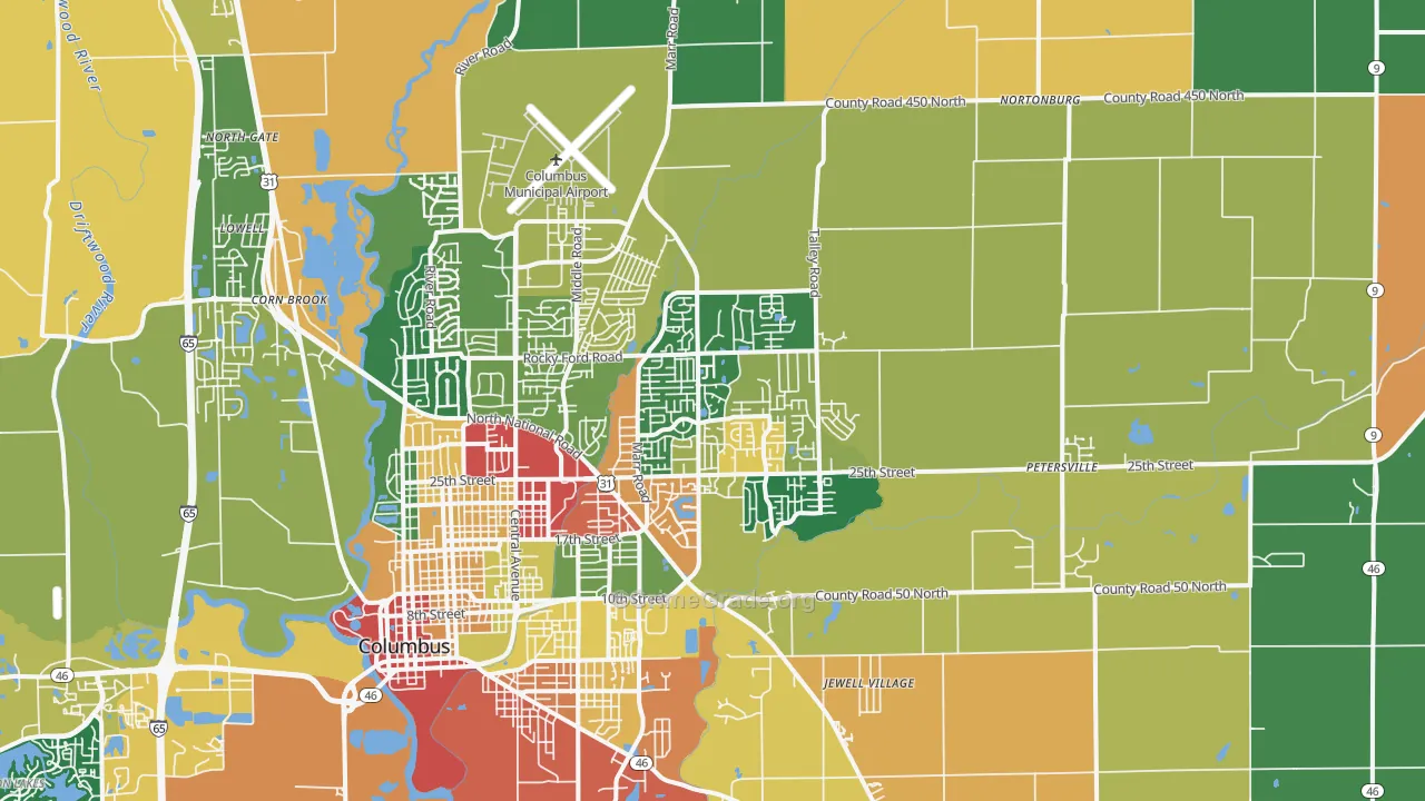 47203, IN Map of Theft Rates