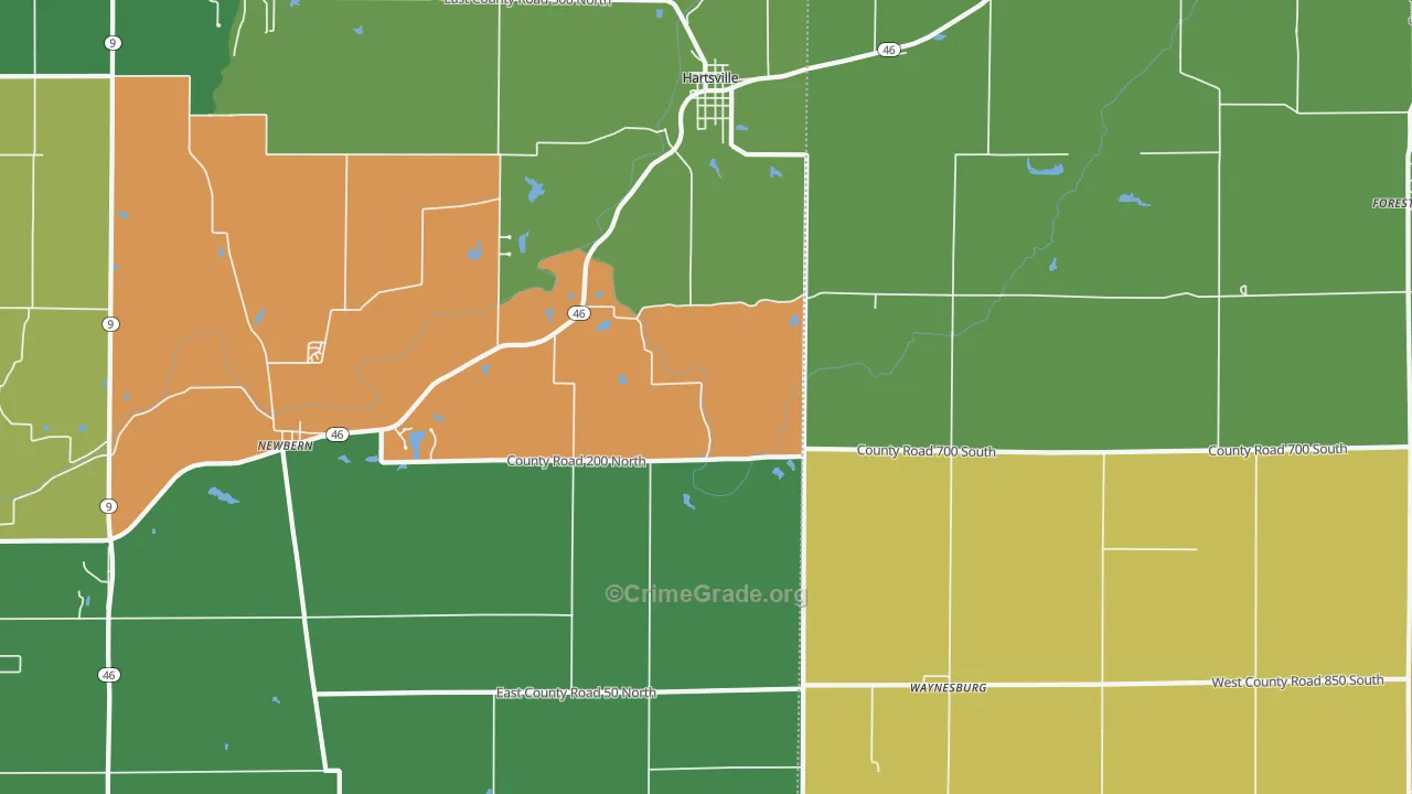 47244, IN Map of Theft Rates