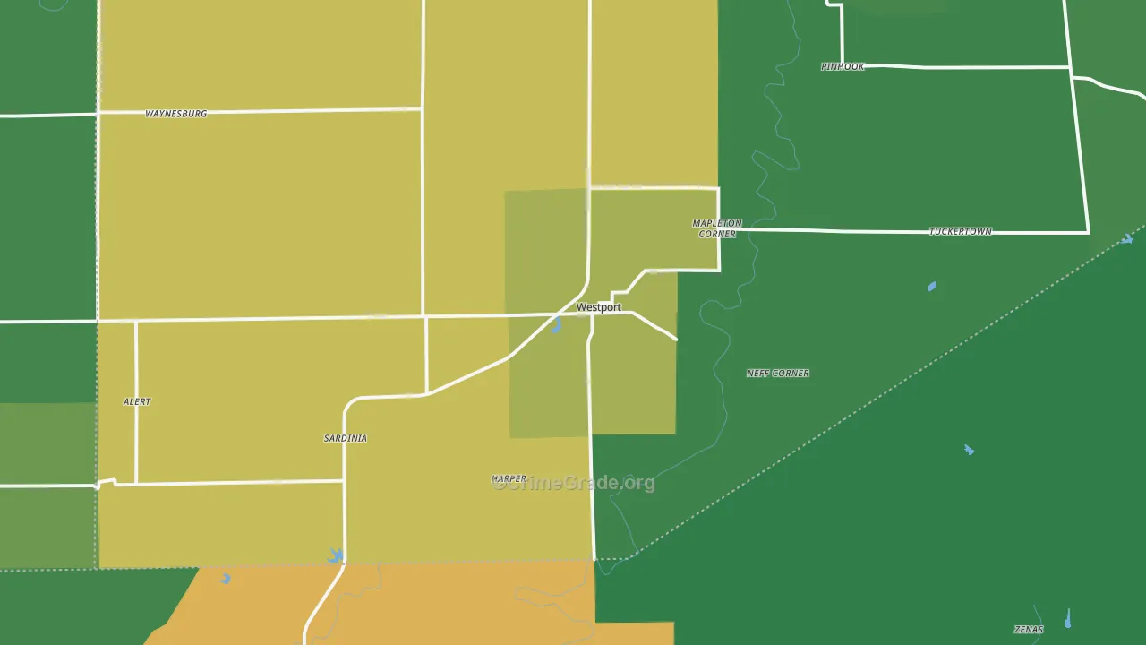 47283, IN Map of Theft Rates