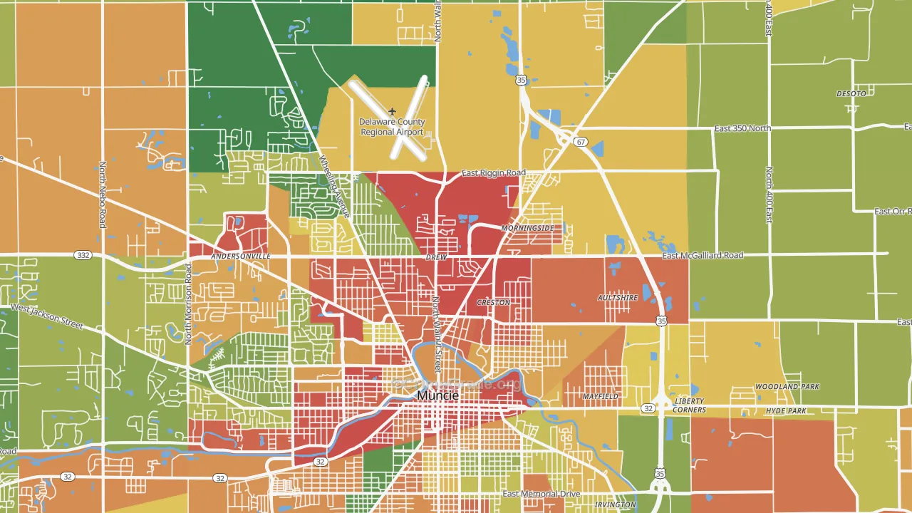 47303, IN Map of Theft Rates