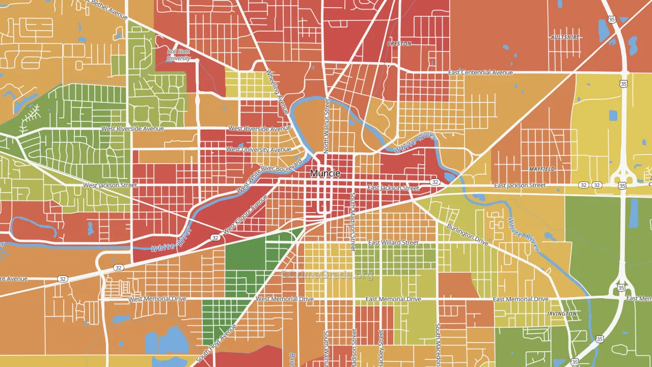 47305, IN Map of Theft Rates