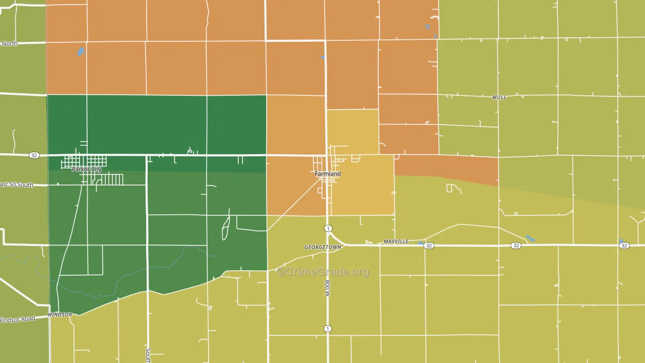 47340, IN Map of Theft Rates