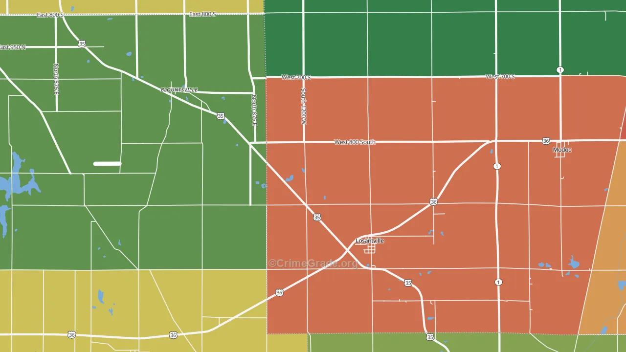 47354, IN Map of Theft Rates
