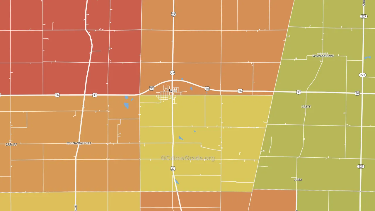 47355, IN Map of Theft Rates