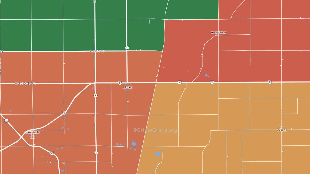 47358, IN Map of Theft Rates