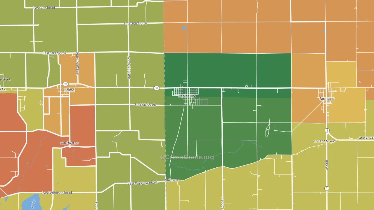 47368, IN Map of Theft Rates