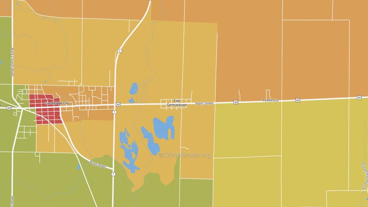 47370, IN Map of Theft Rates
