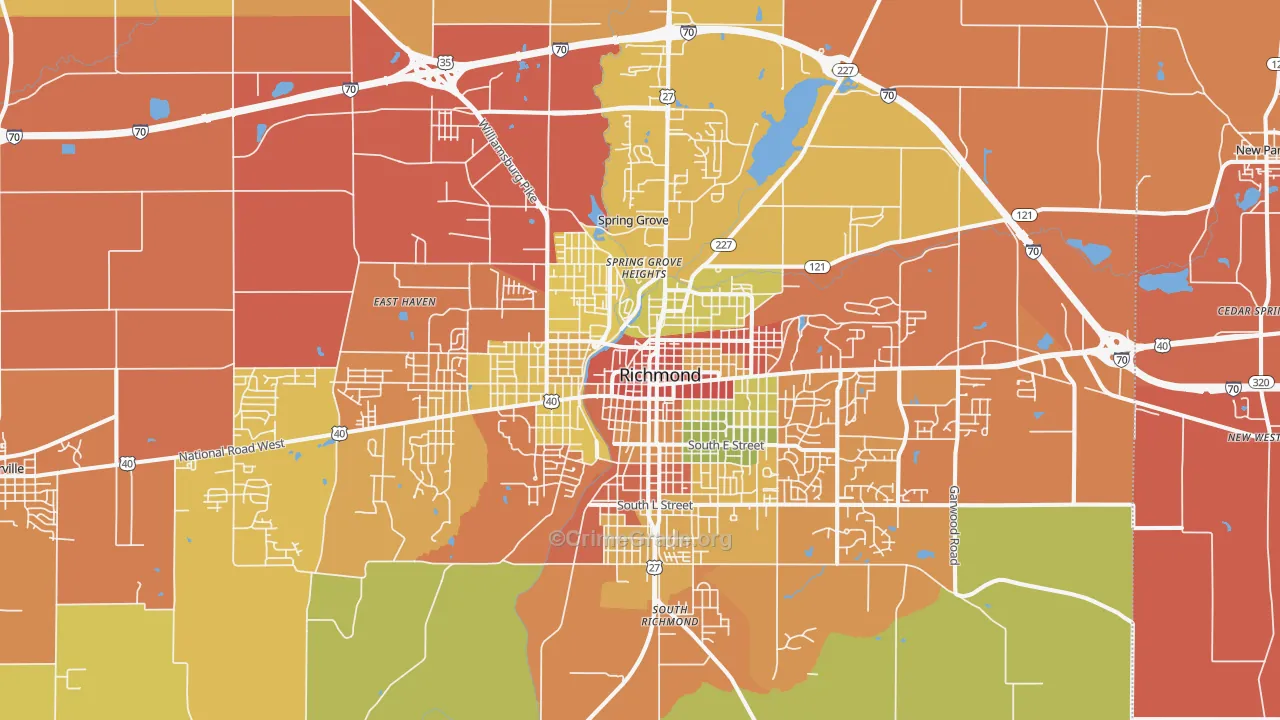47374, IN Map of Theft Rates