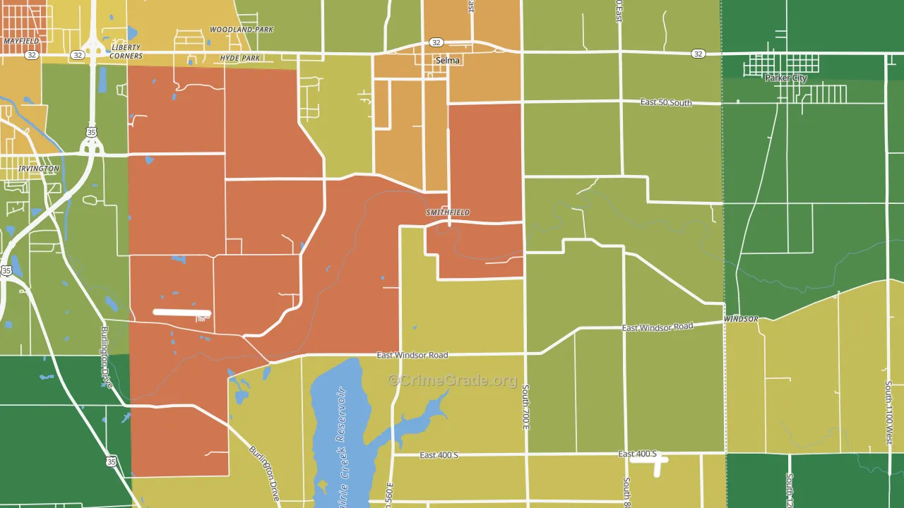 47383, IN Map of Theft Rates