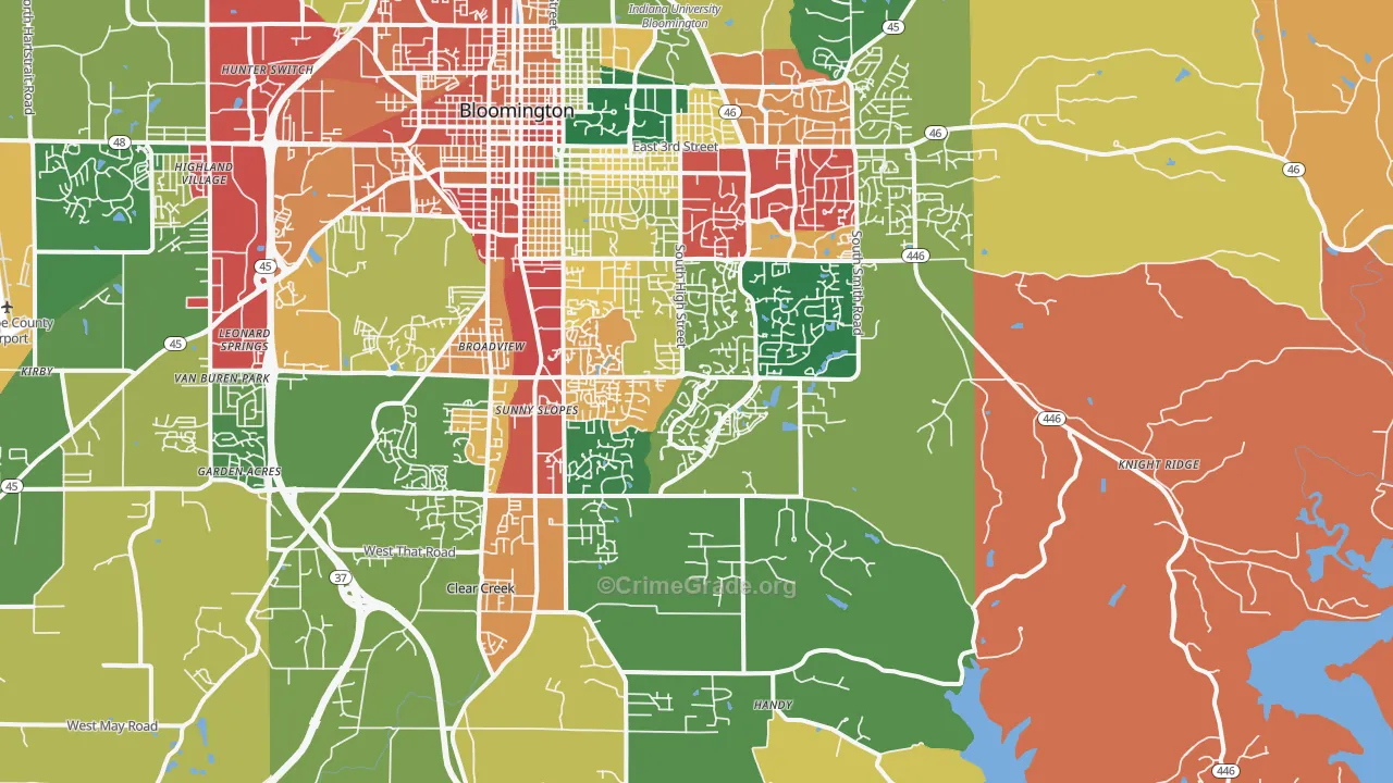 47401, IN Map of Theft Rates
