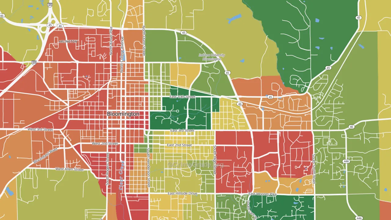 47405, IN Map of Theft Rates