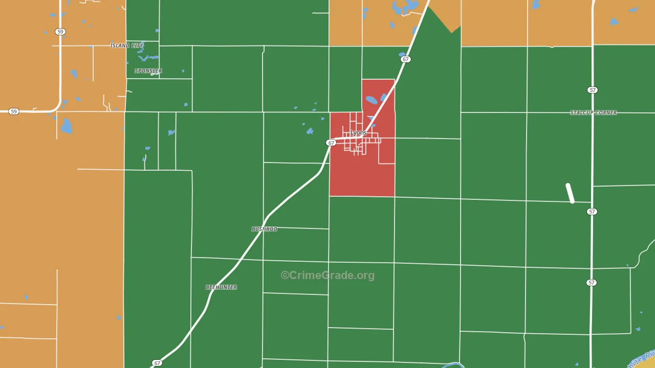 47443, IN Map of Theft Rates