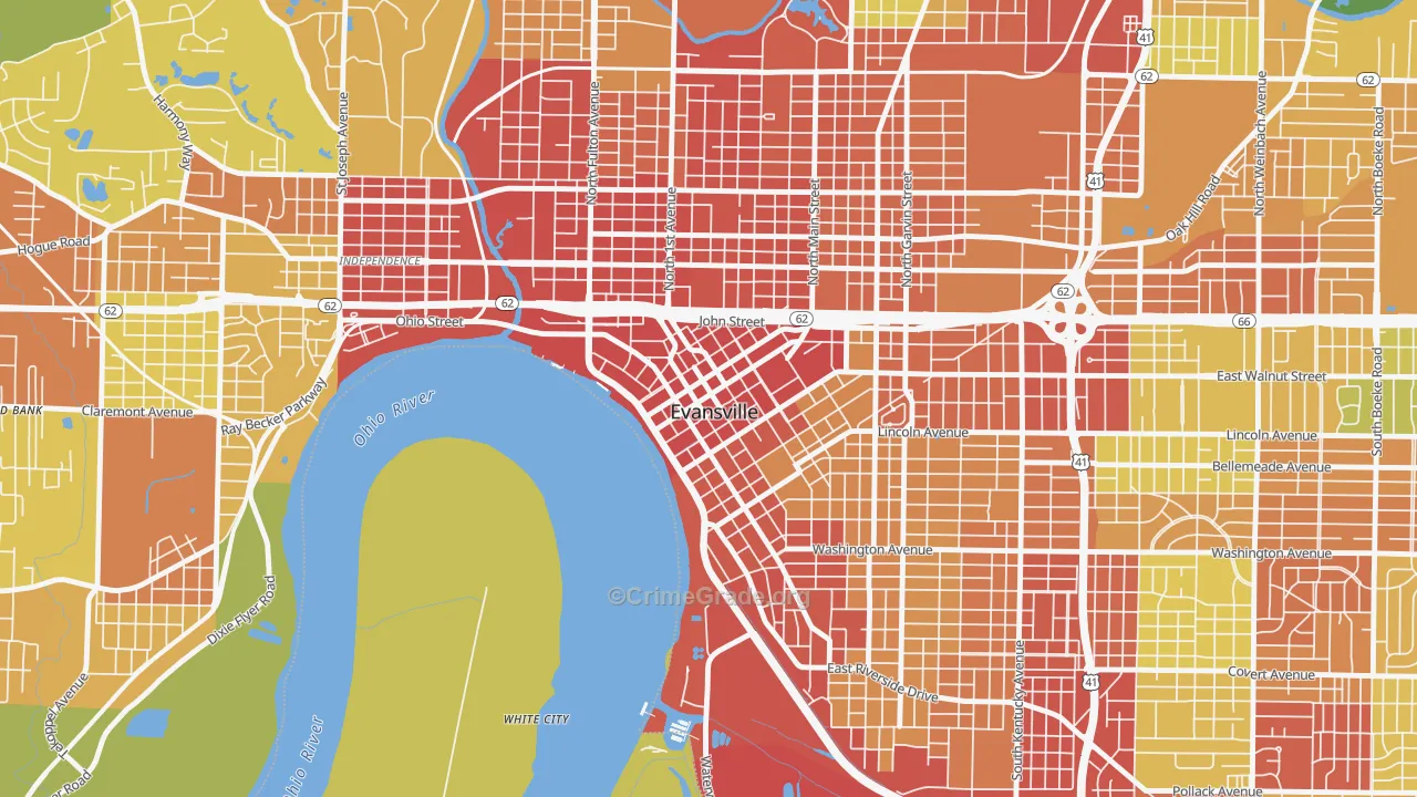 47708, IN Map of Theft Rates