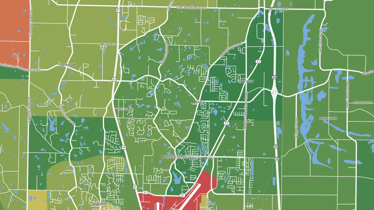 47725, IN Map of Theft Rates