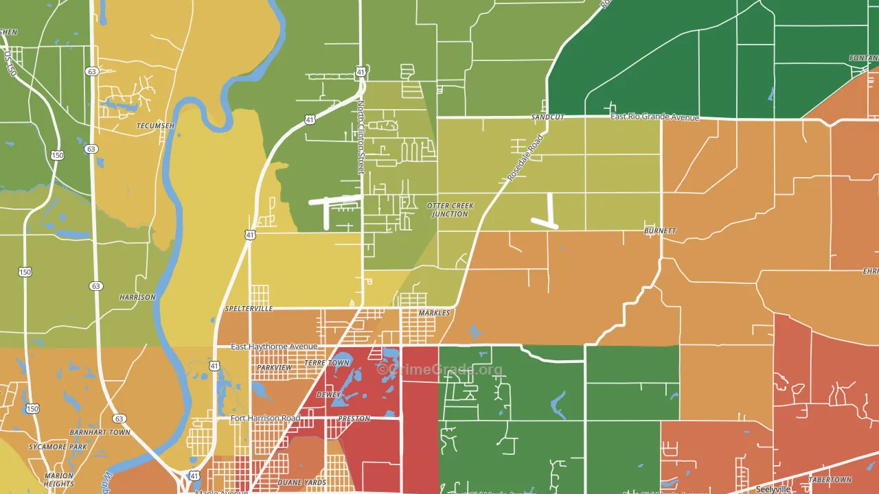 47805, IN Map of Theft Rates