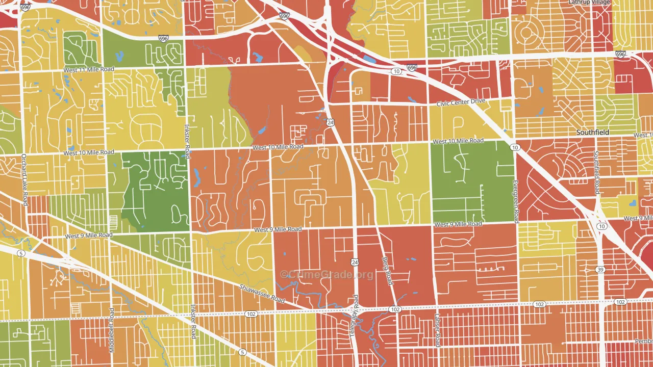 48033, MI Map of Theft Rates