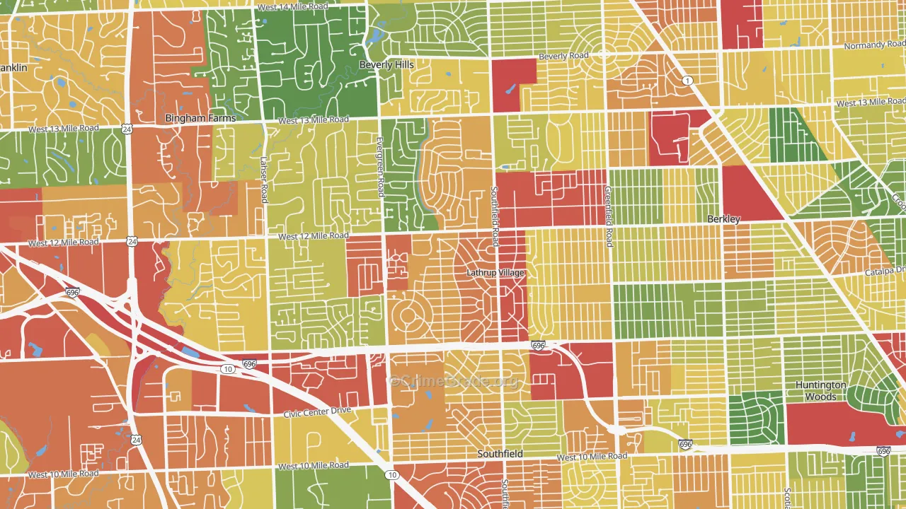 48076, MI Map of Theft Rates