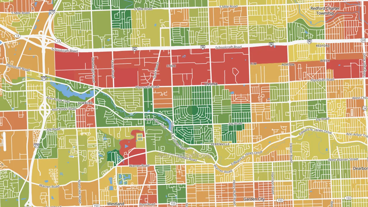 48150, MI Map of Theft Rates