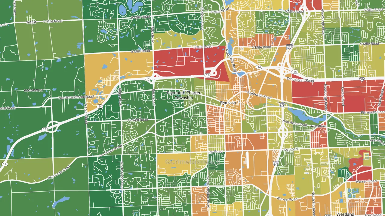 48170, MI Map of Theft Rates