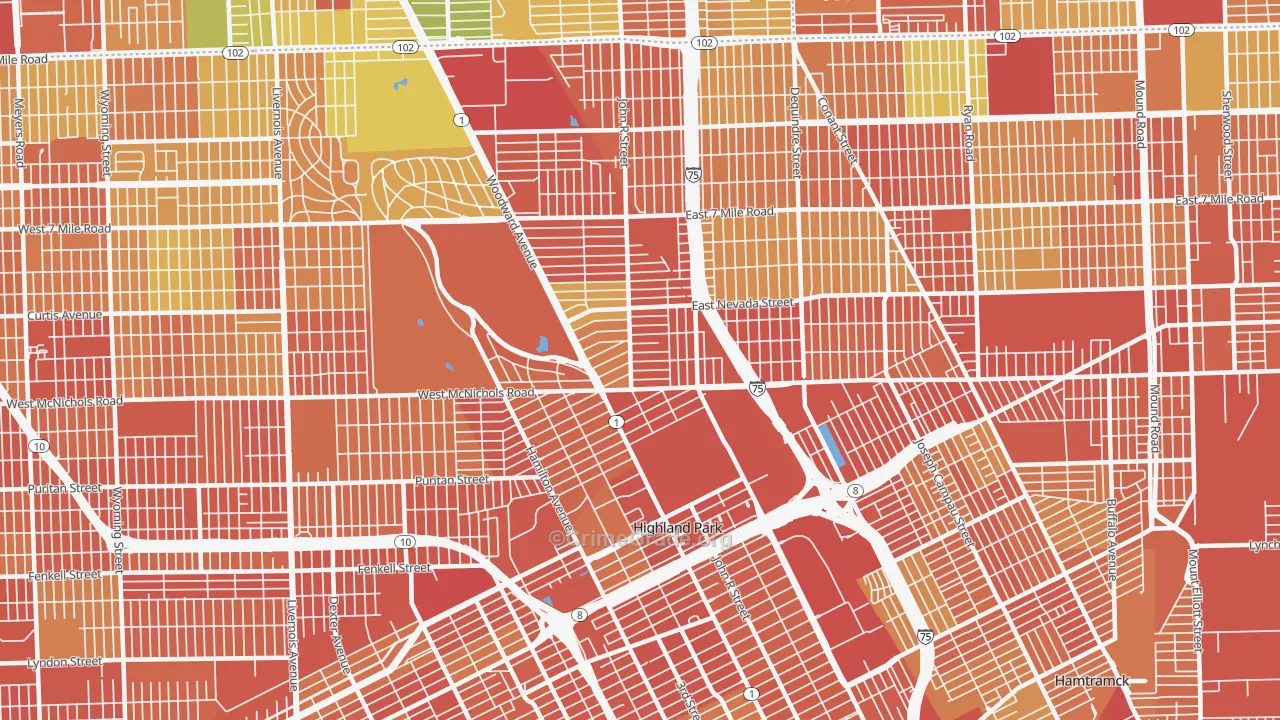 48203, MI Map of Theft Rates