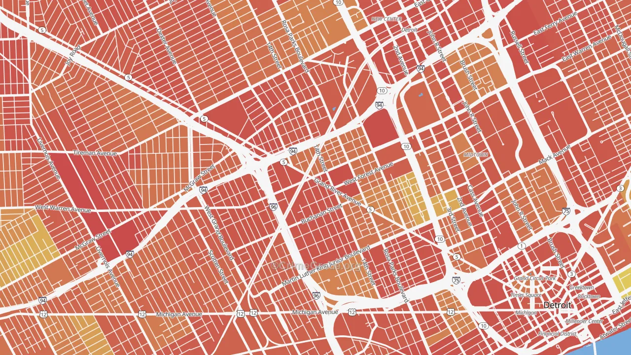 48208, MI Map of Theft Rates