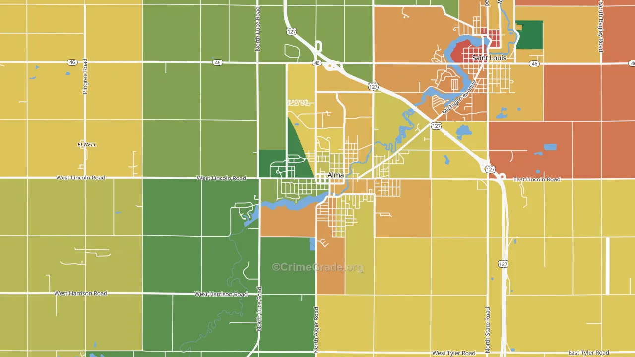 48801, MI Map of Theft Rates