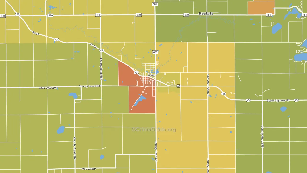 49013, MI Map of Theft Rates