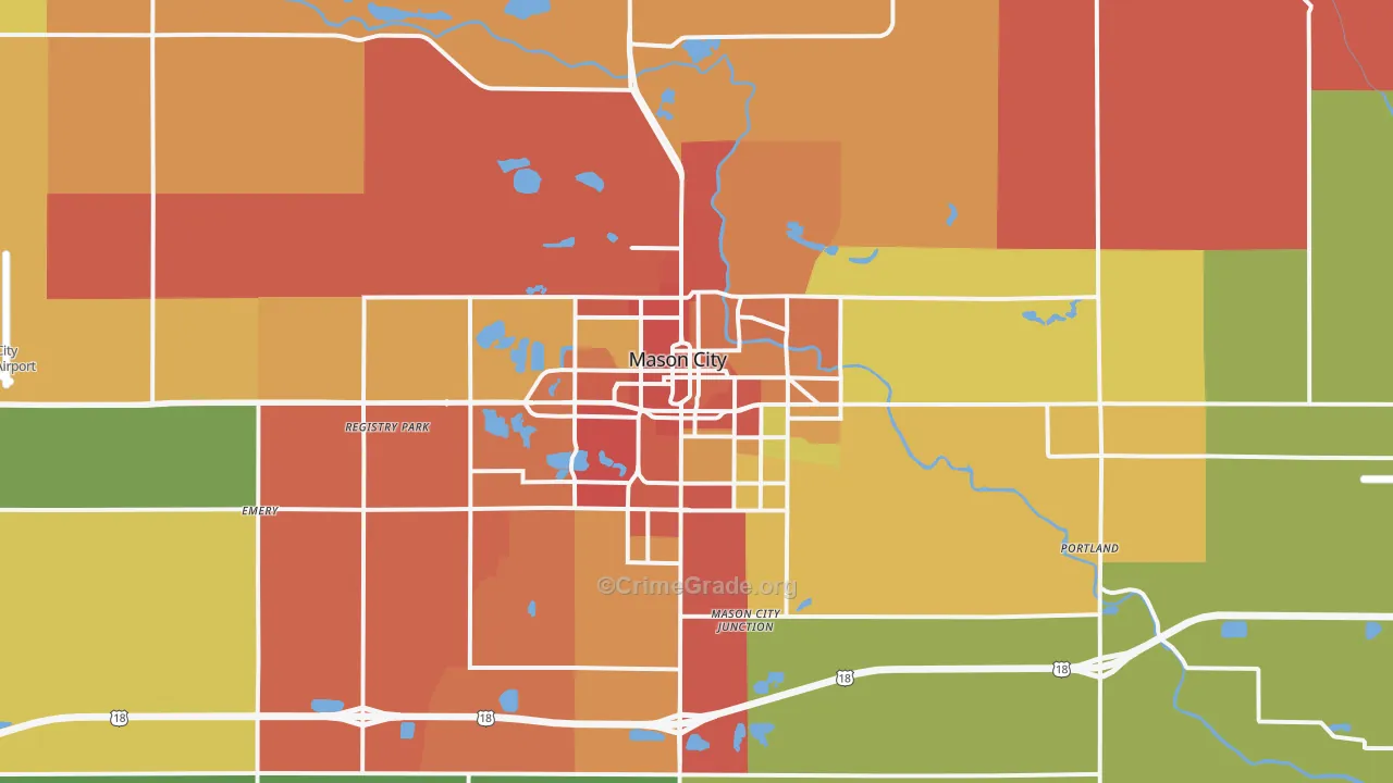 50401, IA Map of Theft Rates