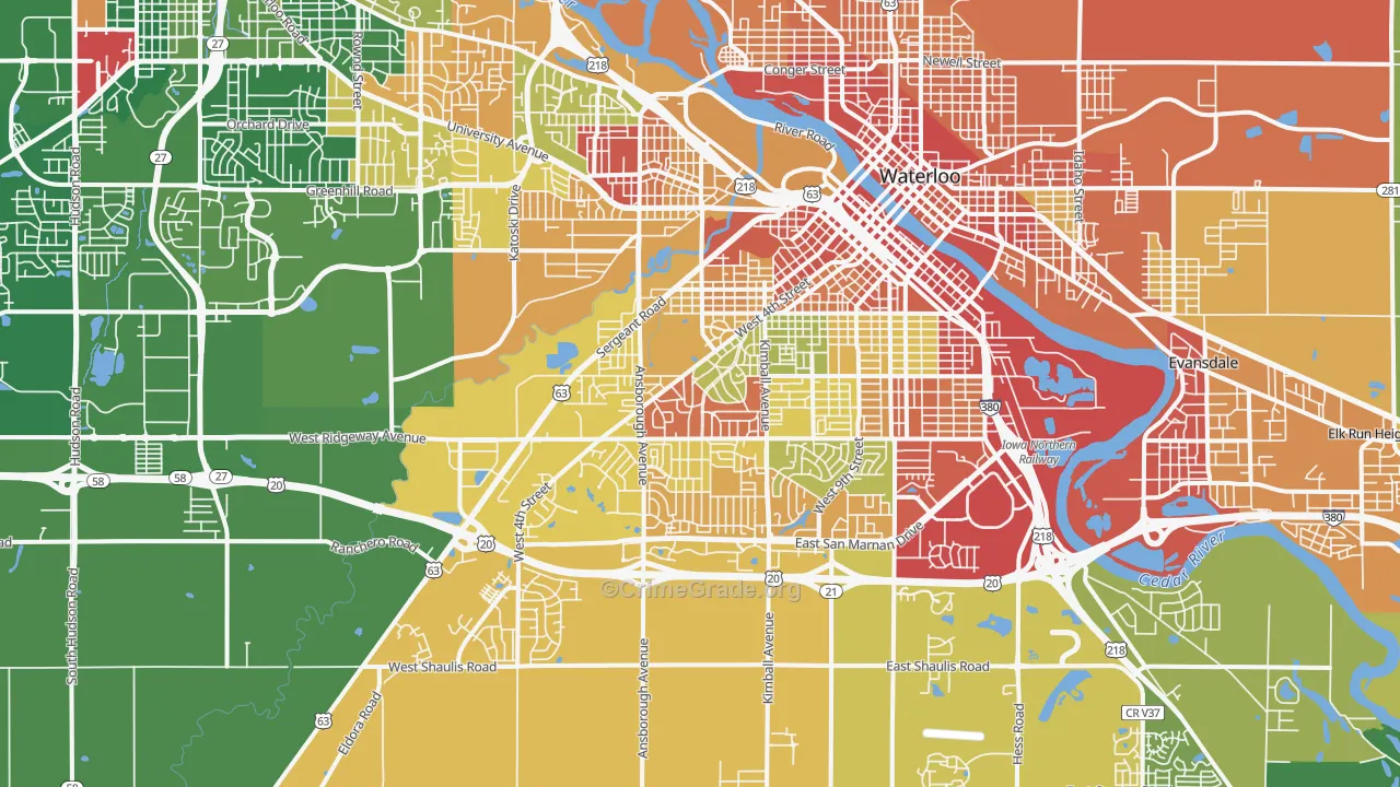 50701, IA Map of Theft Rates