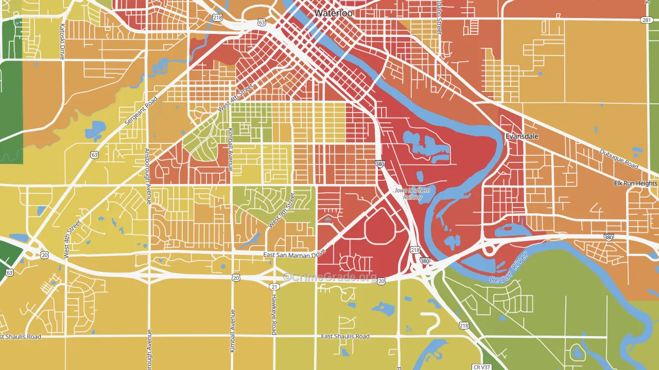 50702, IA Map of Theft Rates