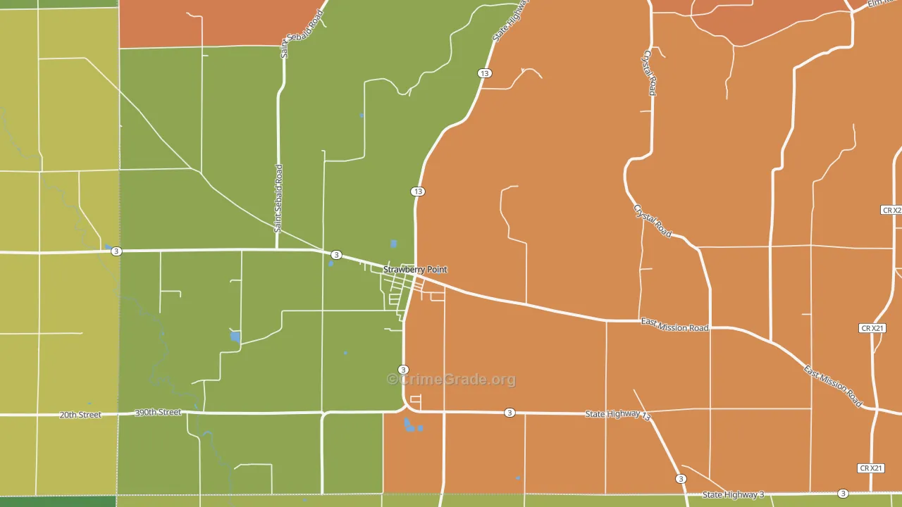 52076, IA Map of Theft Rates