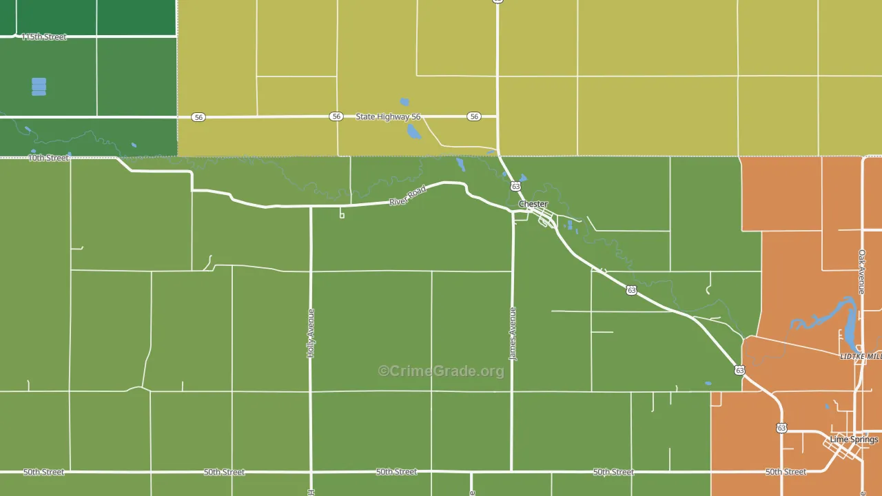 52134, IA Map of Theft Rates