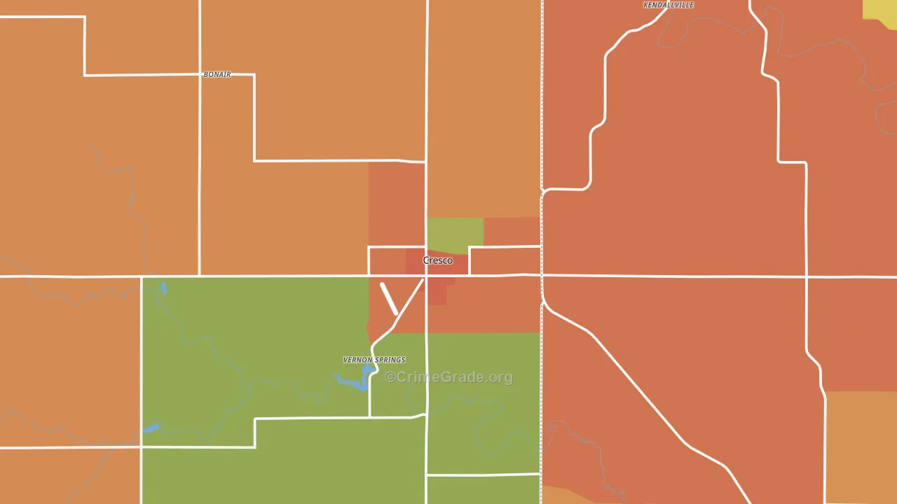 52136, IA Map of Theft Rates