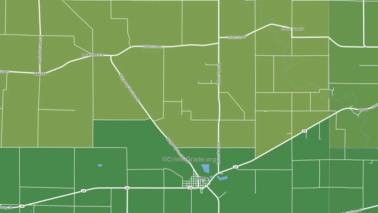 52154, IA Map of Theft Rates