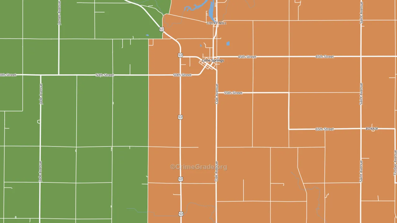 52155, IA Map of Theft Rates
