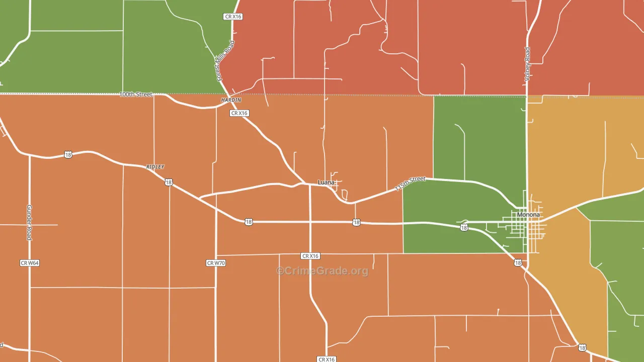 52156, IA Map of Theft Rates