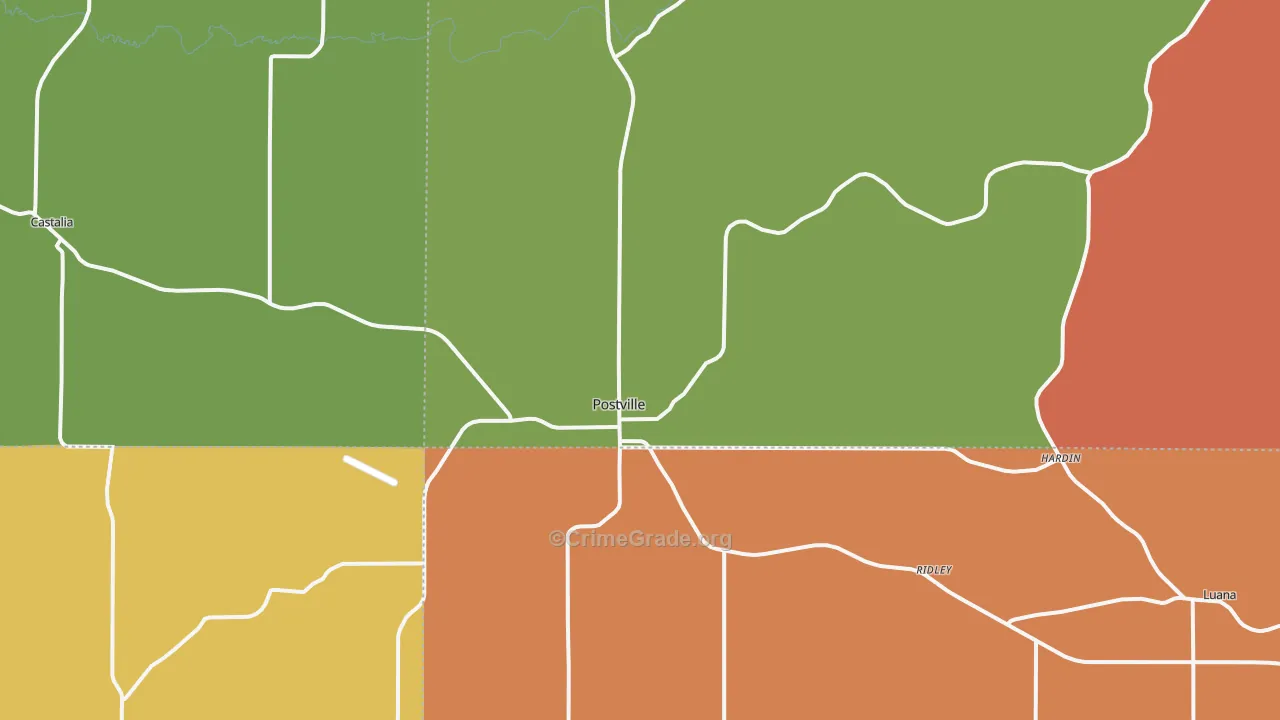 52162, IA Map of Theft Rates