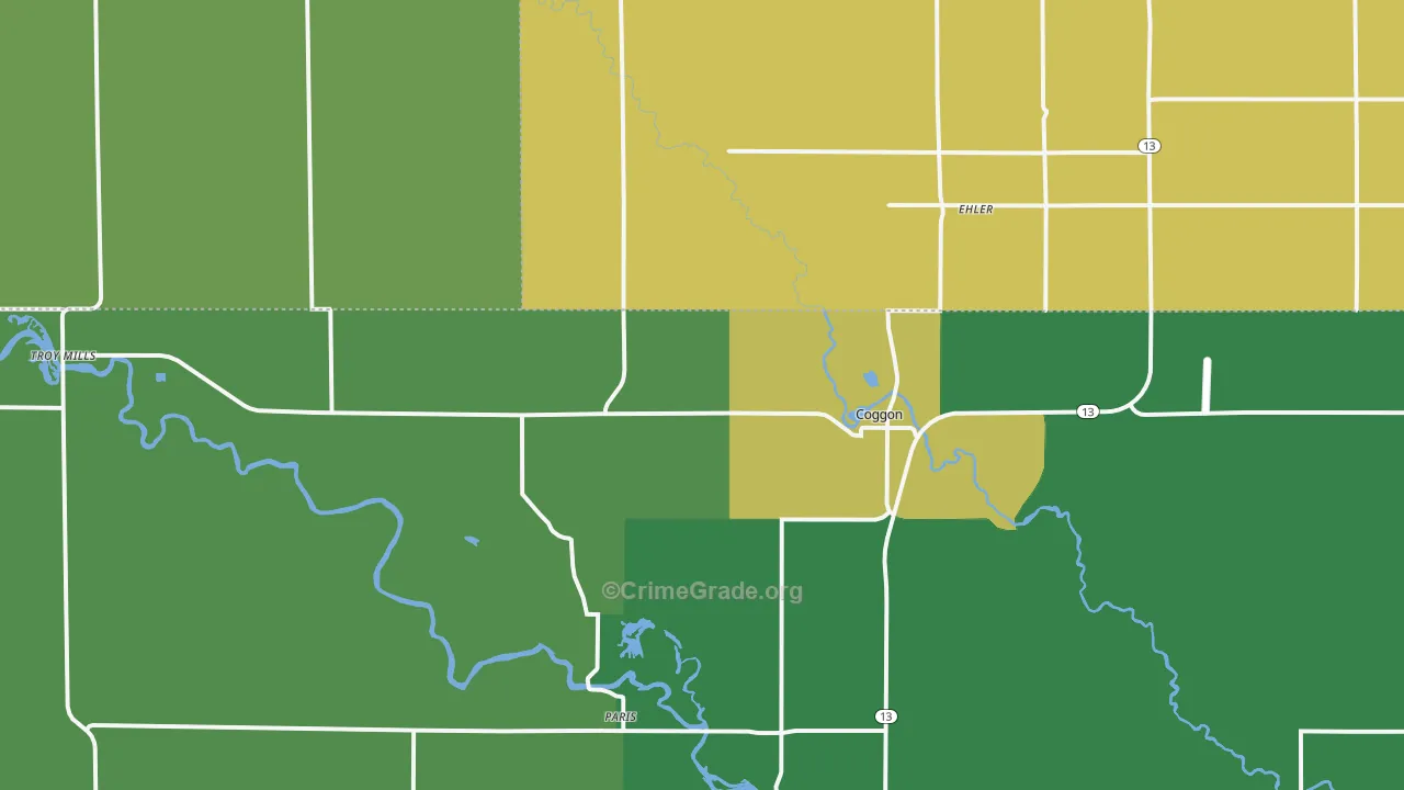 52218, IA Map of Theft Rates