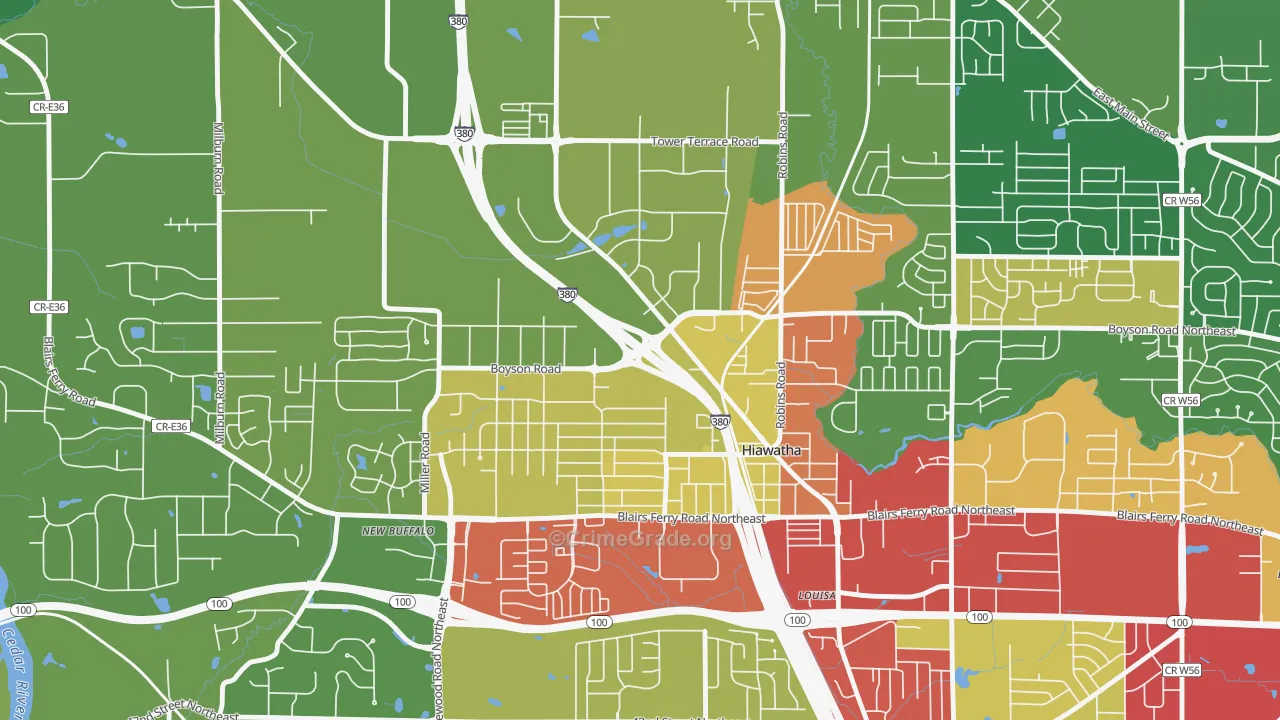 52233, IA Map of Theft Rates