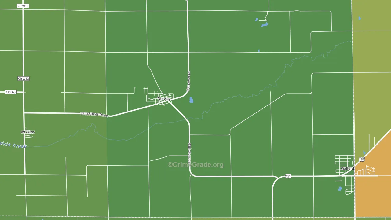 52318, IA Map of Theft Rates