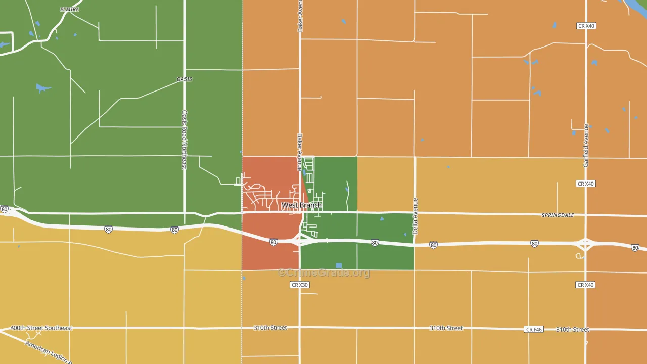 52358, IA Map of Theft Rates