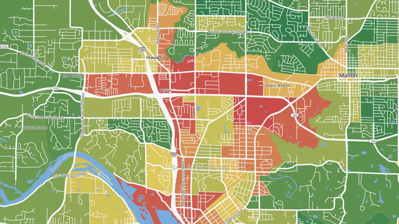52402, IA Map of Theft Rates