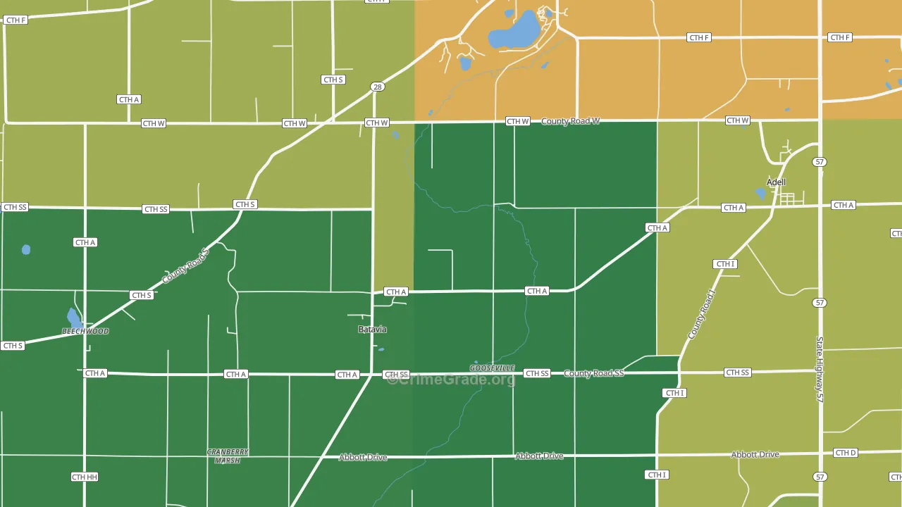53001, WI Map of Theft Rates